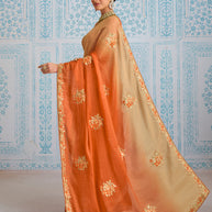 Laxmipati Aanya Orange Chiffon Embroidered Saree