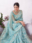 Blue floral embroidery saree stylish drape