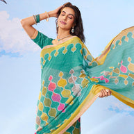 Green woven patterned chiffon saree ethnic wear ethnic wear