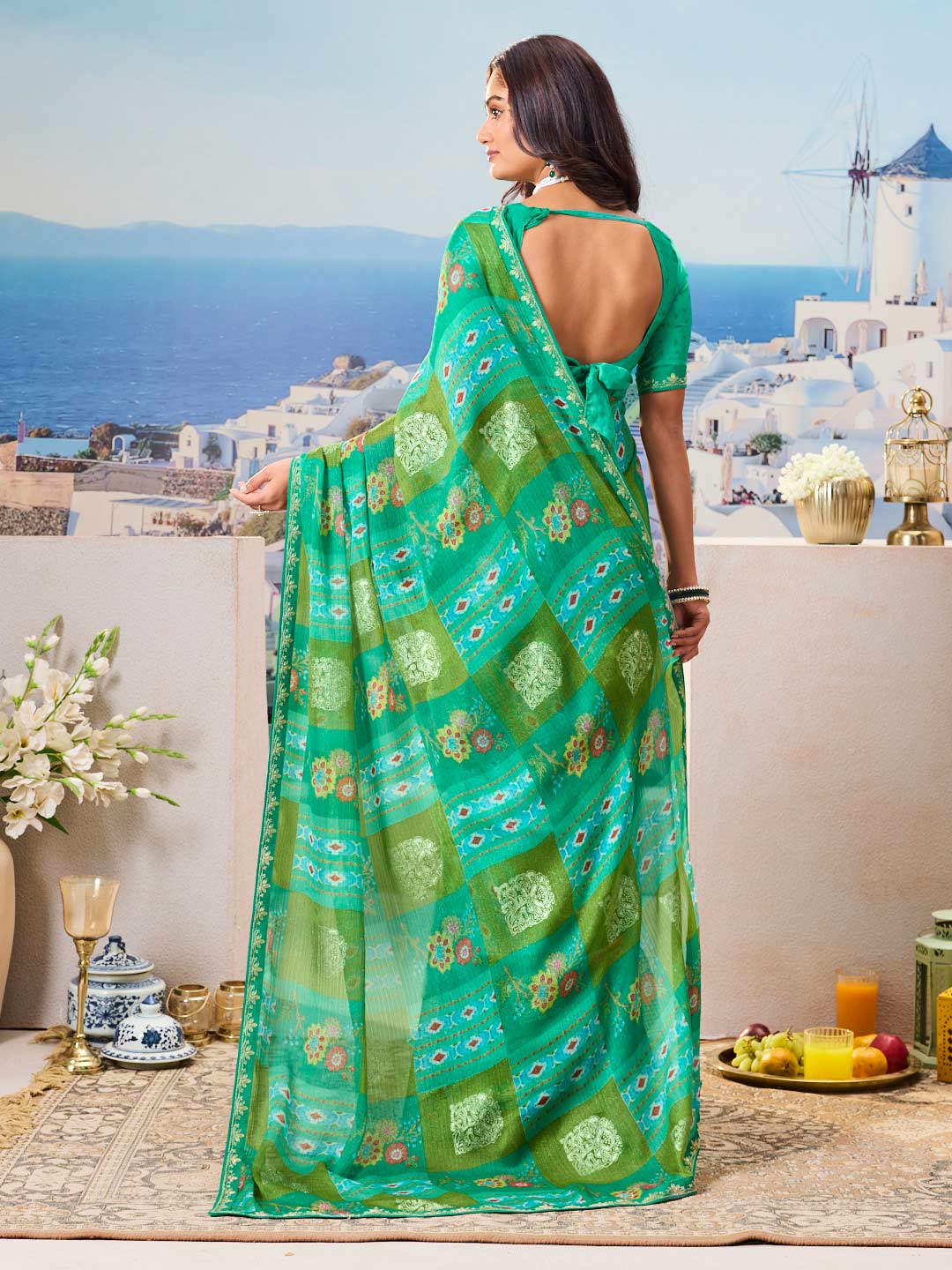 Stylish floral saree