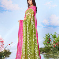 Green zari work silk saree wedding wear
