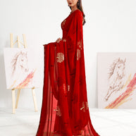 Laxmipati Murli Red Georgette Floral Saree