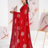 Laxmipati Murli Red Silk Blend Floral Saree