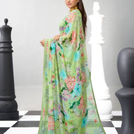 Green printed saree stylish look