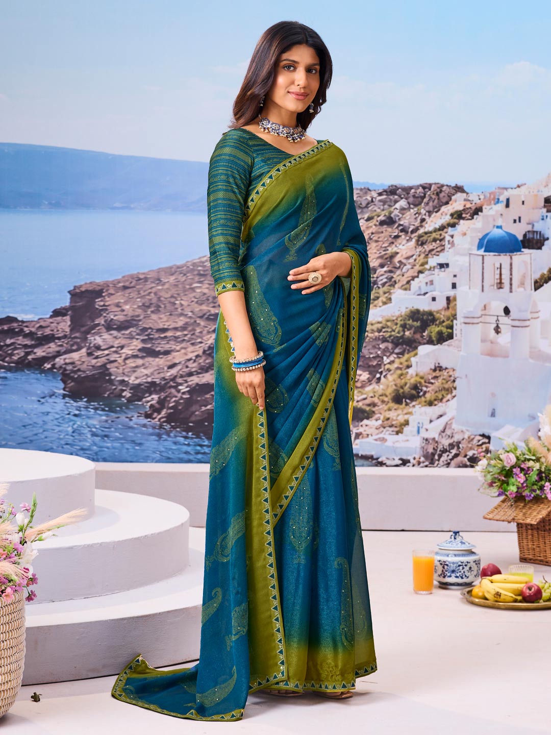 Lightweight silk blend saree design