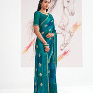 Laxmipati Murli Blue Georgette Floral Saree