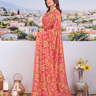 Stylish pink georgette saree