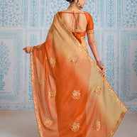 Laxmipati Aanya Orange Chiffon Embroidered Saree