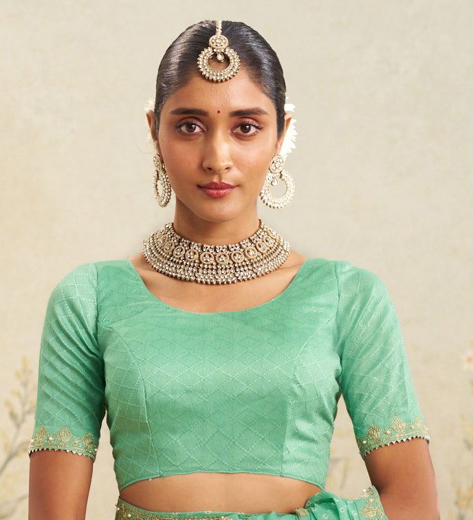 green chiffon saree