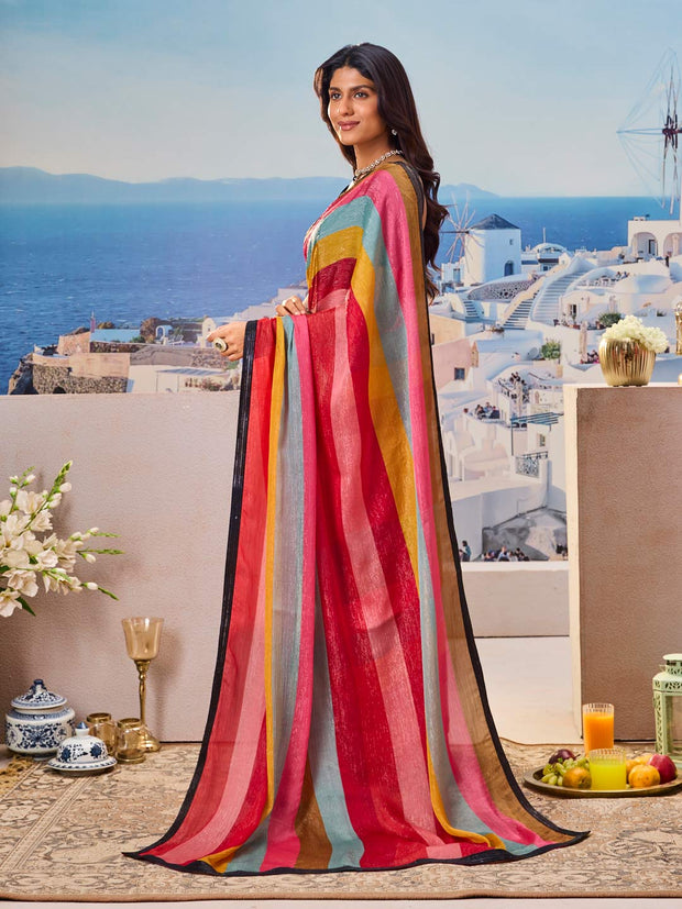 Stylish multicolor saree casual wear