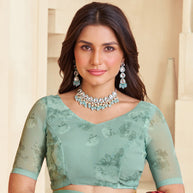 teal green saree