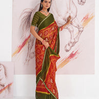 Laxmipati Murli Red Chiffon Floral Saree