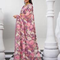 Purple floral saree lightweight wear