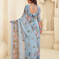 Blue stylish printed saree