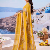 Lightweight floral saree summer look