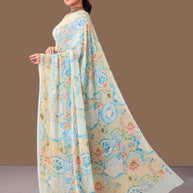 Laxmipati Dillagi Blue Georgette Floral Saree