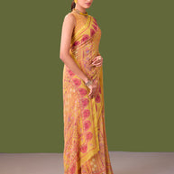 Laxmipati Dillagi Yellow Georgette Floral Saree