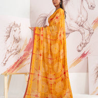 Laxmipati Murli Orange Chiffon Geometric Saree