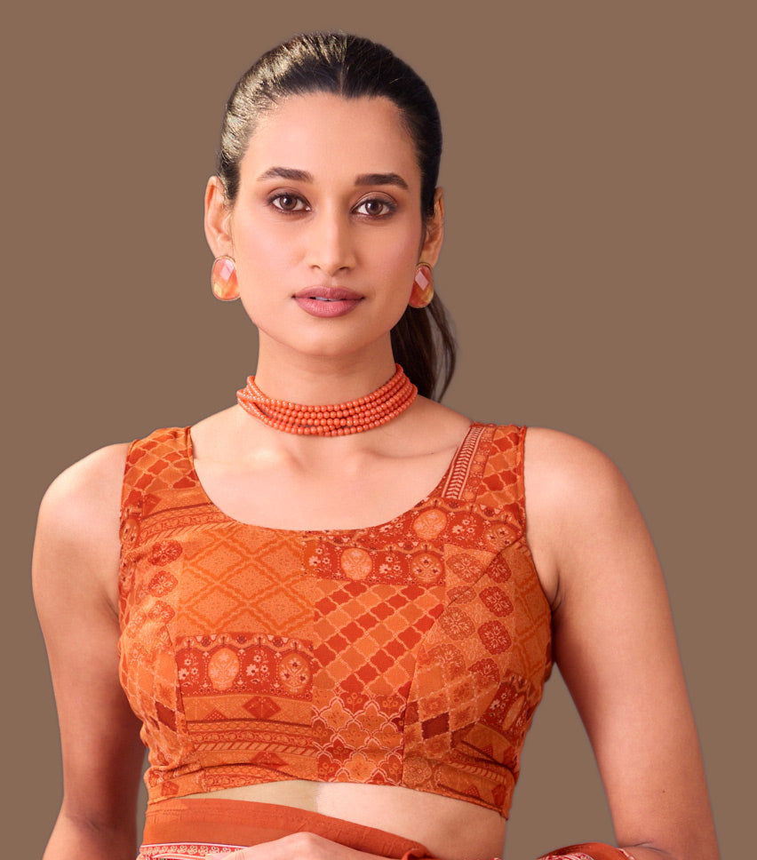 Laxmipati Dillagi Orange Georgette Floral Saree