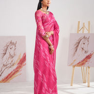 Laxmipati Murli Pink Chiffon Ikkat Saree