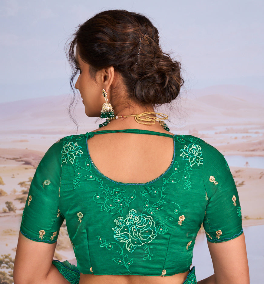 peacock green saree