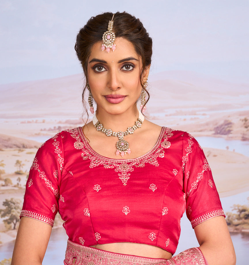 pink chiffon saree
