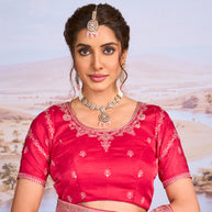pink chiffon saree