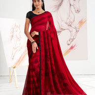 Laxmipati Murli Red Georgette Floral Saree