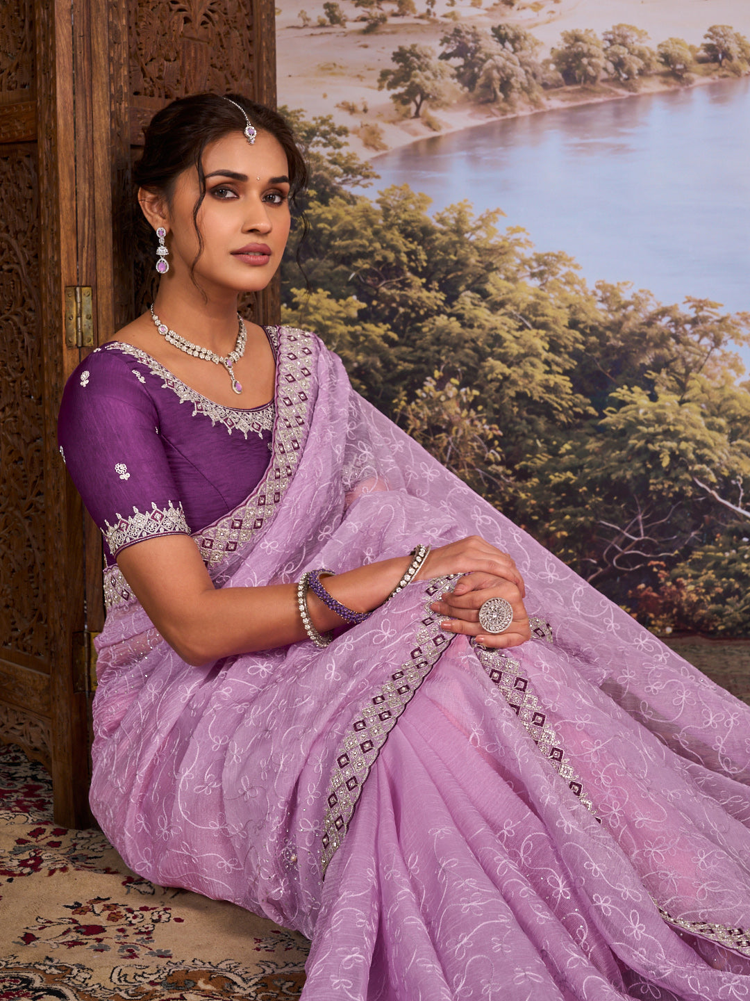 purple colour saree