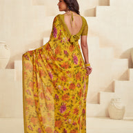 Yellow stylish saree