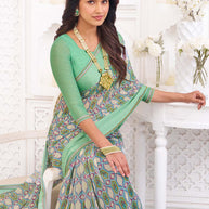 designer green abstract saree