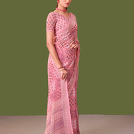 Laxmipati Dillagi Pink Georgette Floral Saree