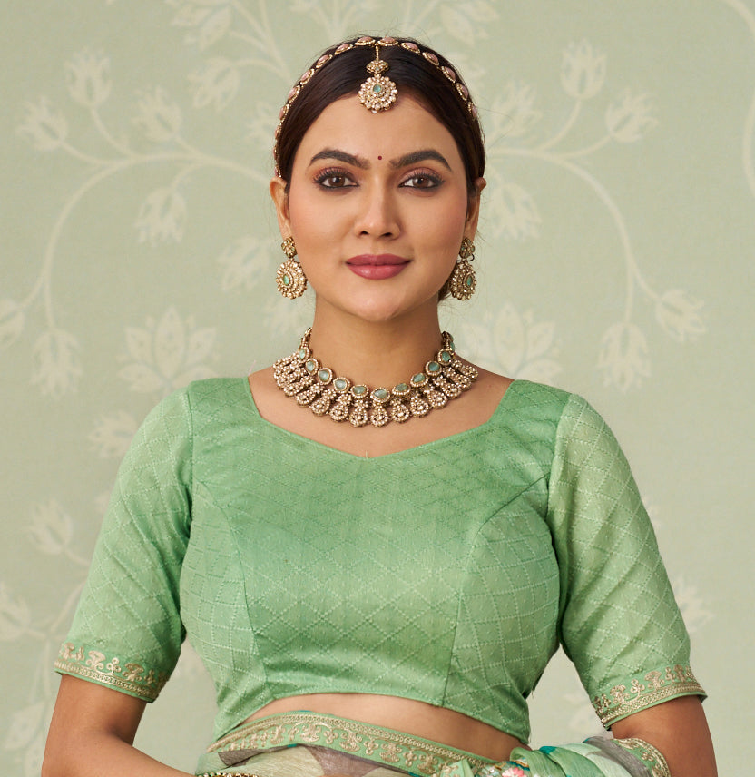 bottle green saree