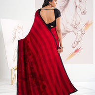 Laxmipati Murli Red Georgette Floral Saree
