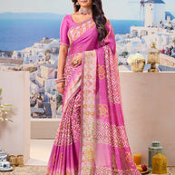 Purple floral printed chiffon saree lightweight wear