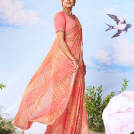 Orange sequin work chiffon saree party wear 