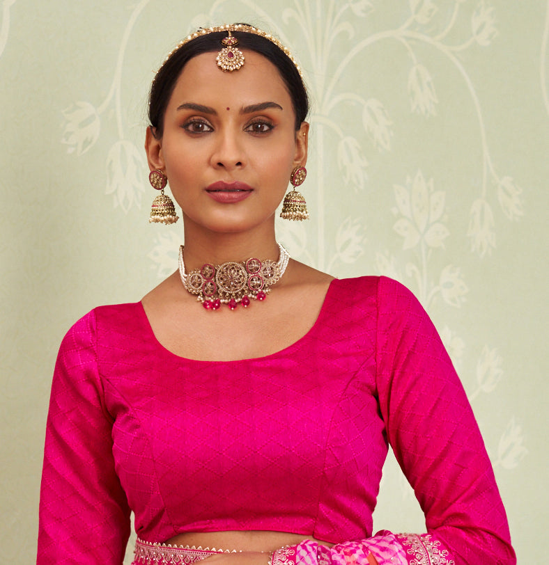 pink chiffon saree