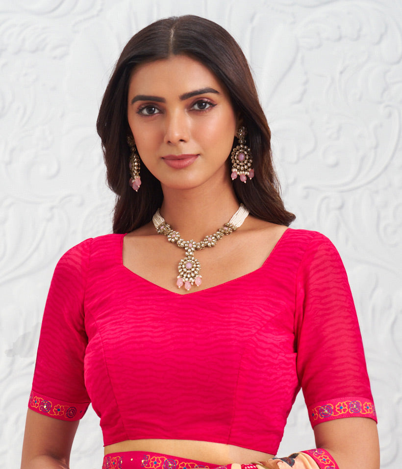 pink colour saree