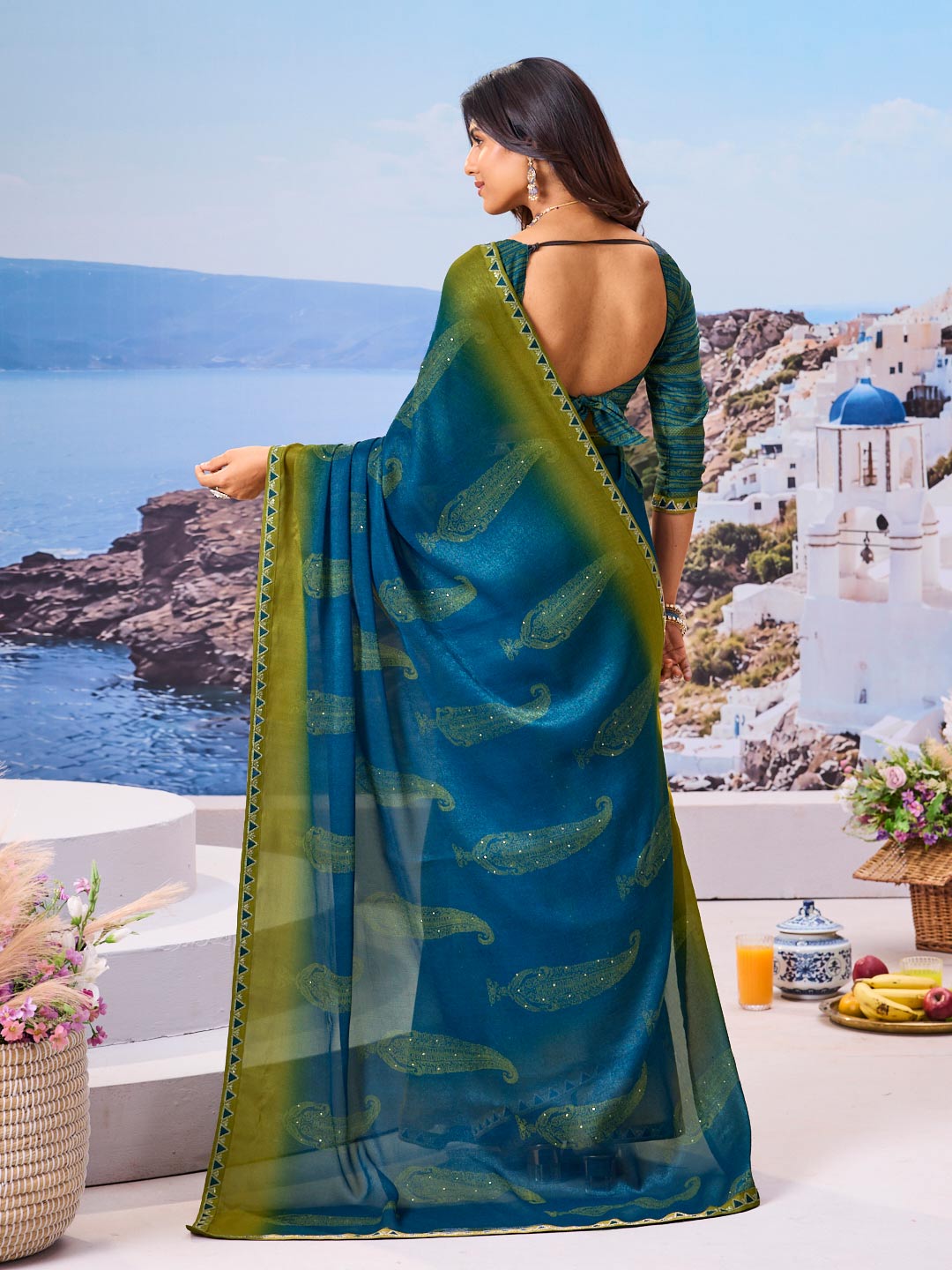 Shop blue saree online premium style