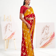 Laxmipati Murli Maroon Georgette Floral Saree
