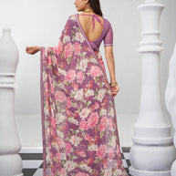 Purple trendy floral saree