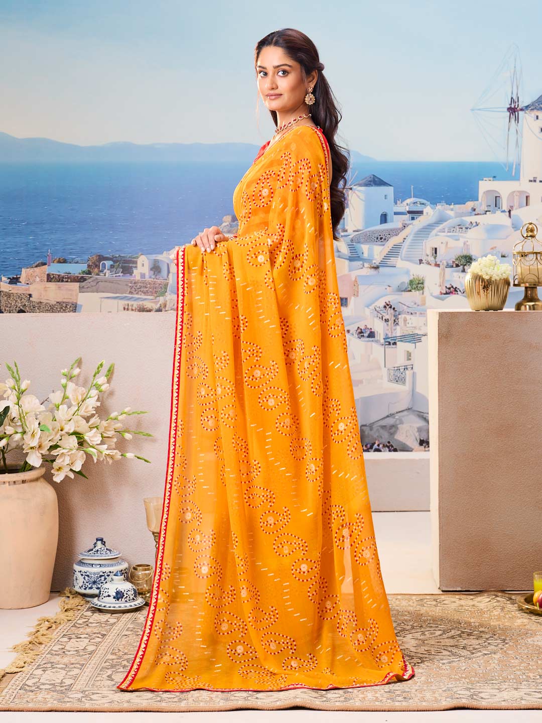 Stylish geometric saree design