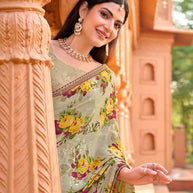 designer floral silk saree