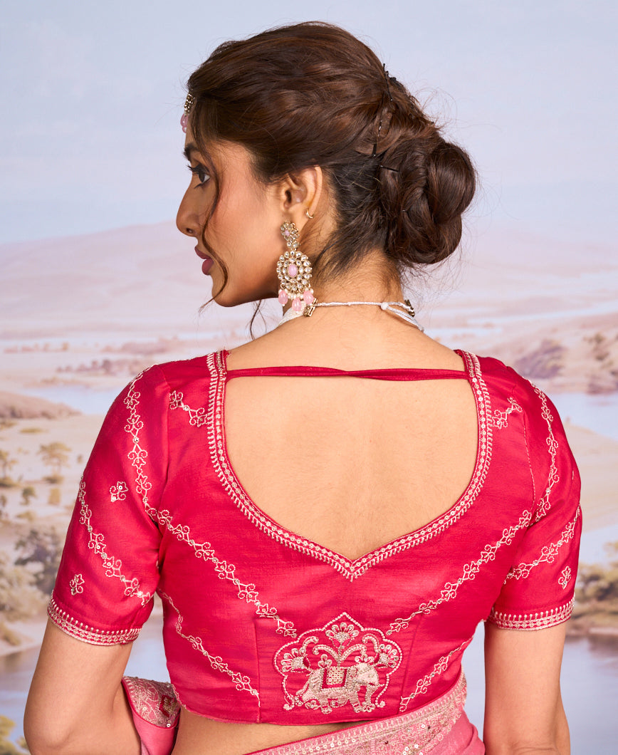 pink designer saree