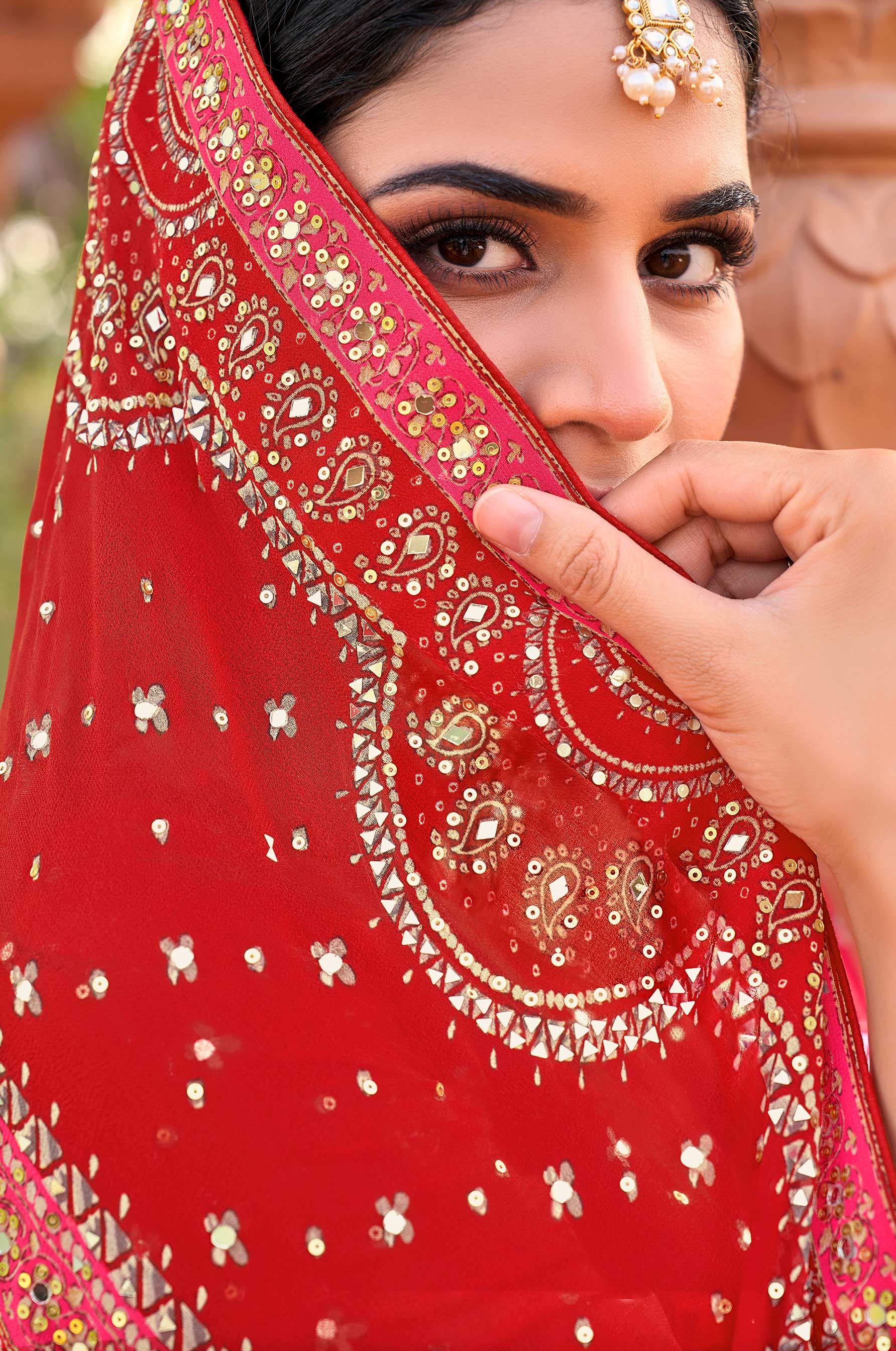 red saree for navratri festive wear