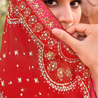 red saree for navratri festive wear