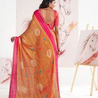 Laxmipati Murli Orange Silk Blend Floral Saree
