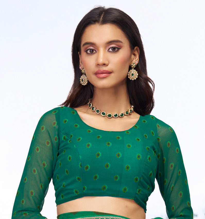 green georgette saree