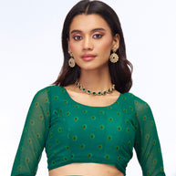 green georgette saree