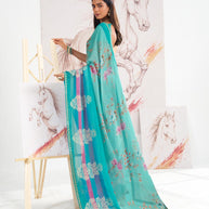 Laxmipati Murli Blue Chiffon Floral Saree